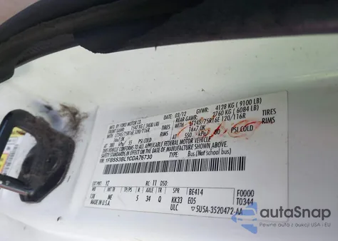 2012 Ford E-350 Super Duty Xlt z USA, uszkodzony, nr VIN 1FBSS3BL1CDA76730